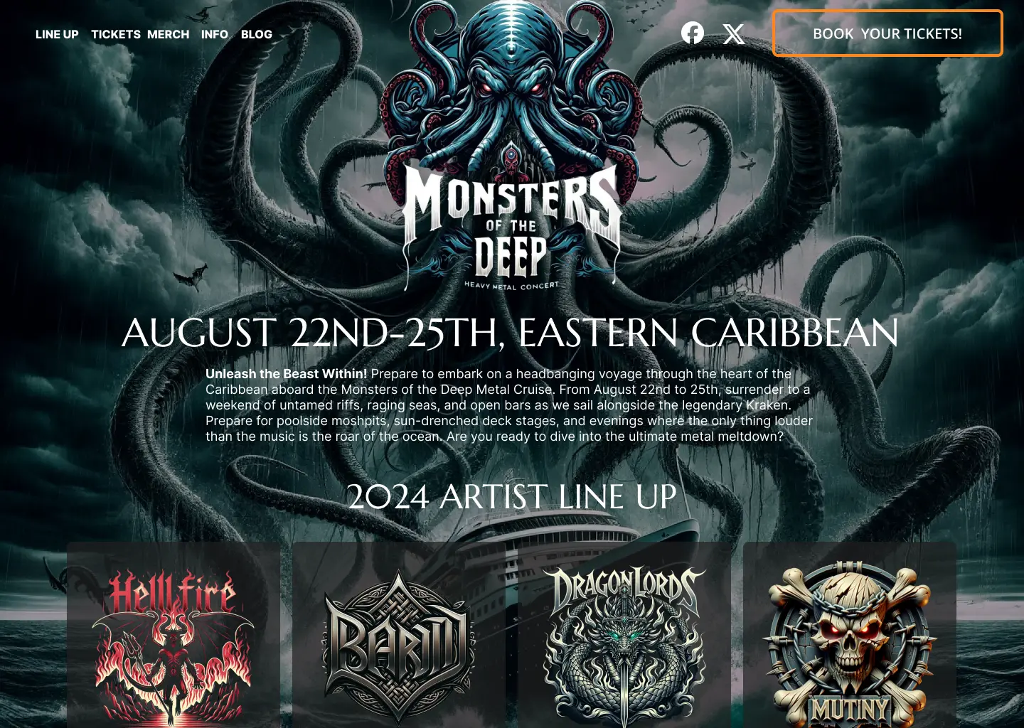 Monsters of the Deep website landing page