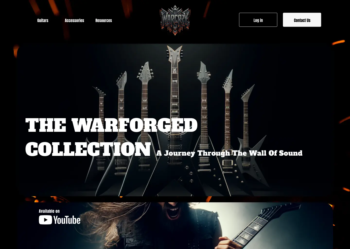 Warcry Guitar Store website landing page